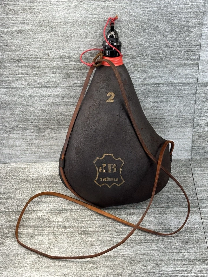 VTG Spanish Jesus Blasco JB Siguenza Leather Bota Vino Wineskin Bag Canteen - Image 1 of 4