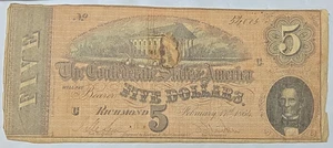 1864 5 $ CSA Konföderierte Staaten Amerika Richmond Bürgerkrieg Schein CS 69 - Bild 1 von 8