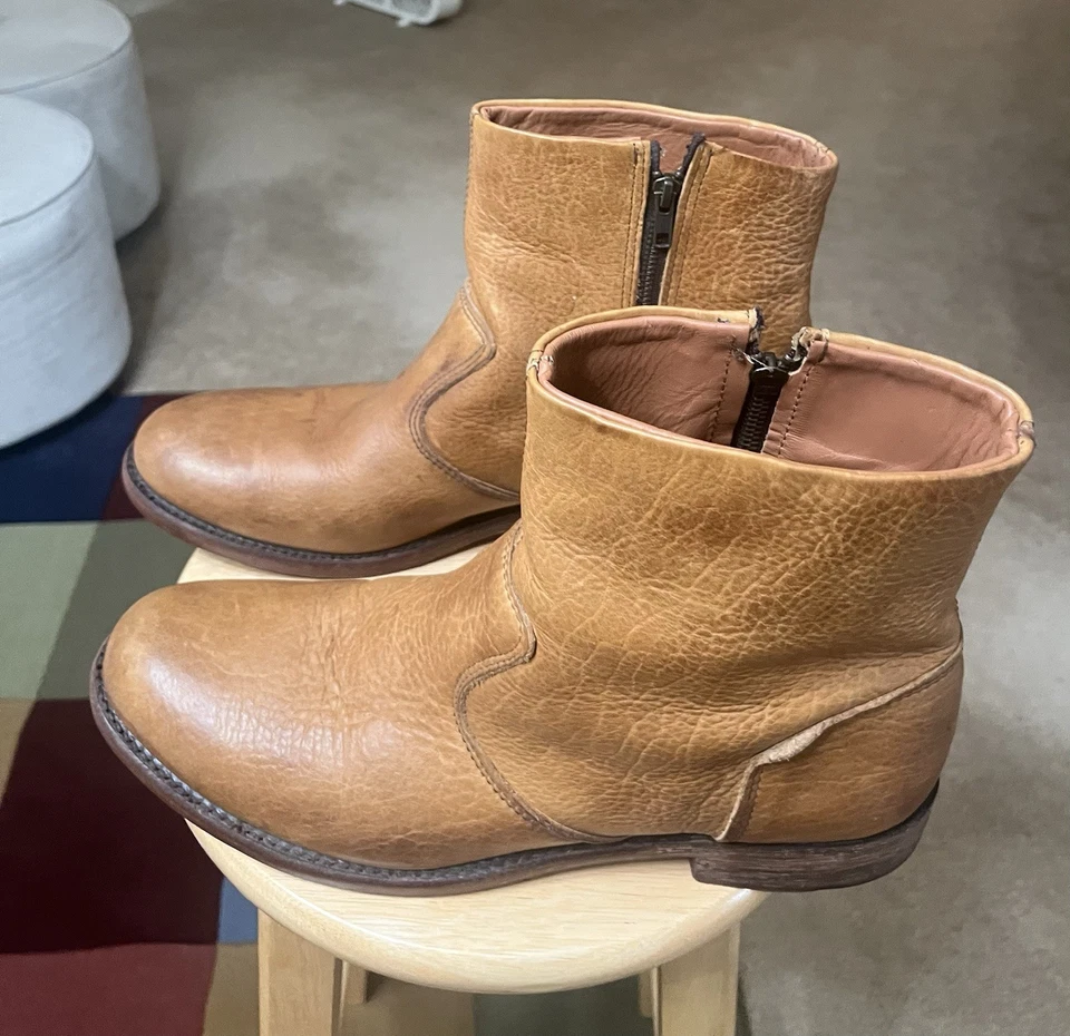 Botines de cuero con cremallera vintage Shoe Company para hombre tostados US13M EE. UU.  Foto 1 de 4