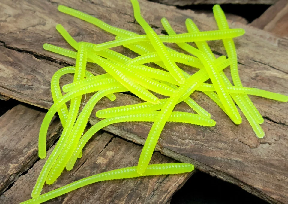 BRIGHT CHARTURSE (20) TROUT WORM BASS CRAPPIE - High Hopes Baits* — 第 1/1 张图片