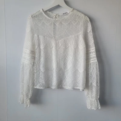 Blusa BB dakota para mujer humo y espejos talla S encaje transparente manga larga romántica Foto 1 de 4