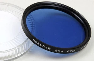 62mm Screw-In Filter ROKUNAR Wratten 80A Blue Color Correction Made in Japan - Picture 1 of 1