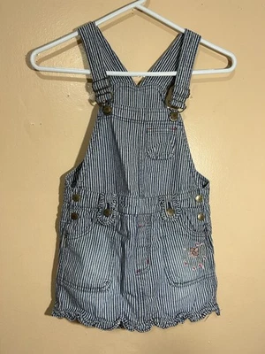 Mono Falda Y2K Años 2000 Desteñido Gloria Azul + Blanco Rayas Niñas Talla 7 Flor Foto 1 de 4