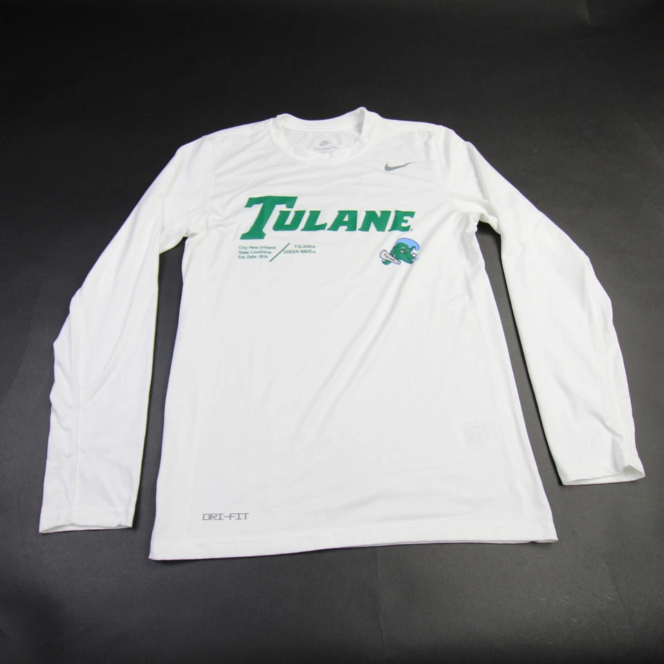 Tulane Green Wave Nike Dri-Fit Long Sleeve Shirt Men's White Used - Image 1 of 1