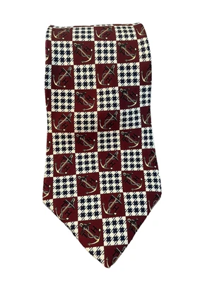 Corbata de Colección Tommy Hilfiger Para Hombre Borgoña Pata de Gallo Ancla Seda Italiana EE. UU. 90s Foto 1 de 4