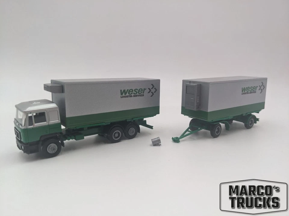 Herpa MAN F90 Kühlhängerzug Wechselbrücke „Weser Logistk-Services“ 1:87 /HU20646 - Bild 1 von 1