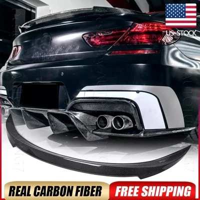 FOR 2012-2016 BMW F13 F06 640i 650i M6 REAL CARBON FIBER TRUNK SPOILER WING LID - Image 1 of 4