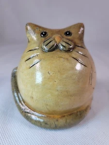 Fat Cat Glazed Studio Pottery Figurine Rotund Fellow Vintage 9cm High Rare Prop - Picture 1 of 11