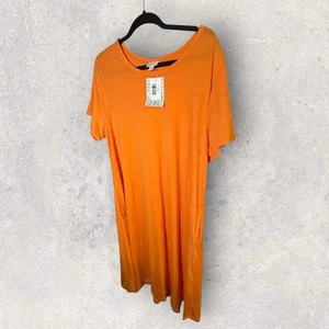 NWT Lularoe 2XL Jessie Swing Dress with Pockets Solid Orange Unicorn HTF - Picture 1 of 5