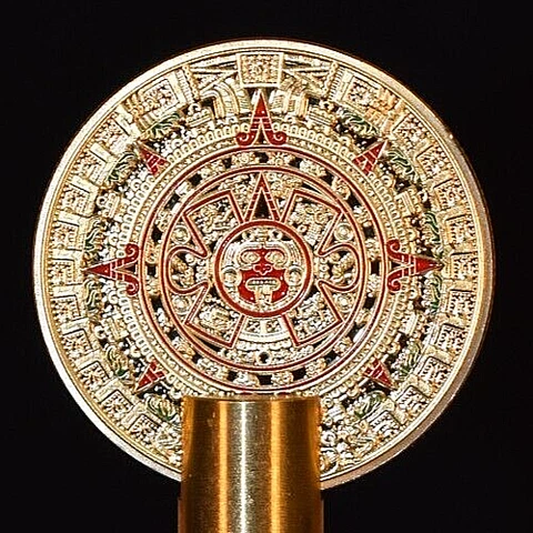 24K GOLD PLATED AZTEC CALENDAR LAMP FINIAL Cover
