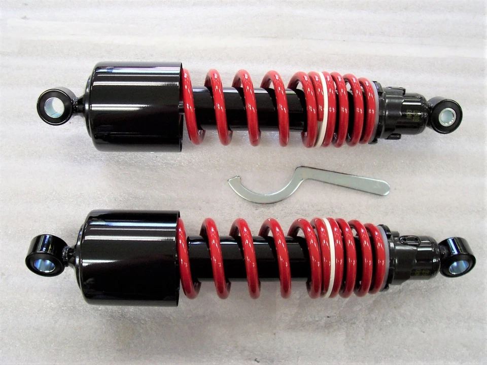 Yamaha XV700 XV750 Virago 12.25" Long Black Red Dual Spring Shocks - Image 1 of 1
