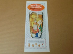 1968 CORONET VSQ BRANDY Makes 32 Different Mixed Drinks vintage art print ad  - Picture 1 of 1