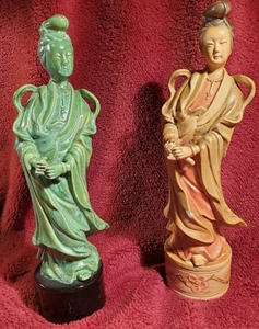 Kwan Yin Statues 10 1/2 inches Tall, Set of 2 - Picture 1 of 5