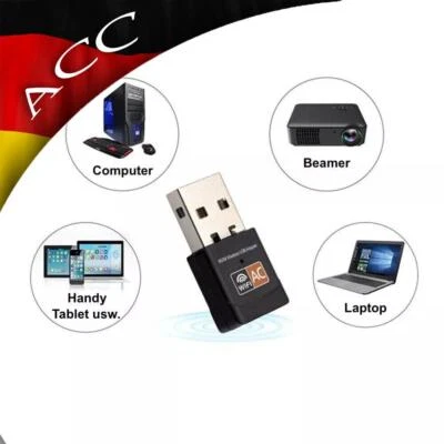 WLAN Stick AC 600Mbps Dual Band 2.4/5GHz WIFI Dongle USB Wireless Adapter 2024 - Bild 1 von 4