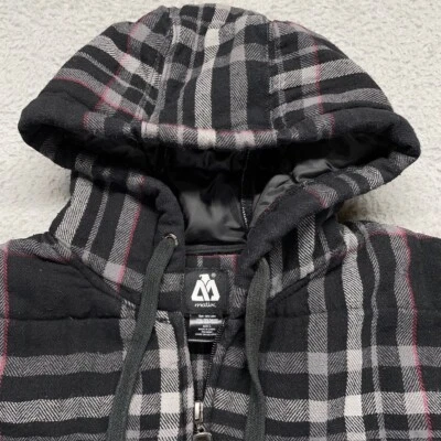 Matix Asher Hoodie Large Gray Plaid Full Zip Quilted Puff Coat Jacket Snowboard - Image 1 of 4