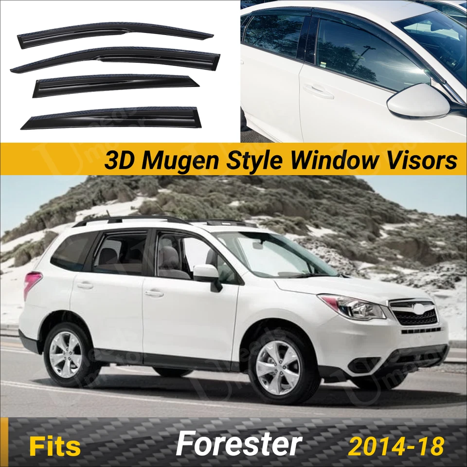 Se adapta a 14-18 Subaru Forester 3D Mugen Estilo Ventana Ventilación Lluvia Visera Deflector de sombra Foto 1 de 4