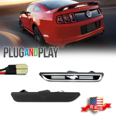 Luces de señalización laterales LED blancas ahumadas para Ford Mustang 2010-2014 Foto 1 de 4