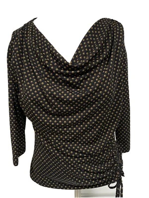 Top Michael Kors Para Mujer Negro Manga Multi 3/4 Capucha Cuello Talla P/S Foto 1 de 4