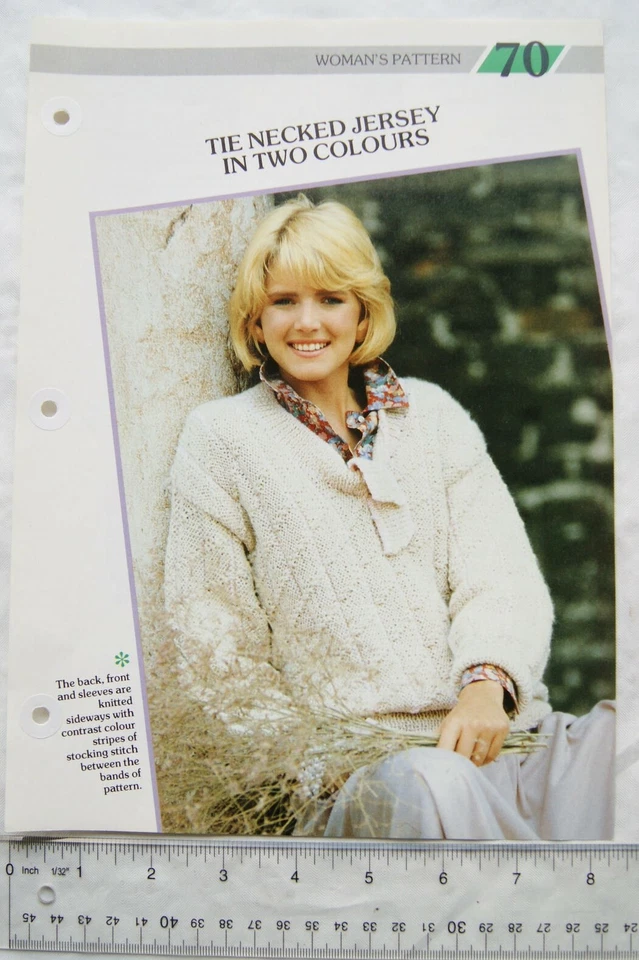 Woman's pattern 70 Tie necked jersey in two colours, Jaeger Sport - Image 1 of 1