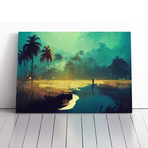 Wilde Palmen Leinwand Wandbild Kunstdruck gerahmtes Bild Deko Wohnzimmer Schlafzimmer - Bild 1 von 5
