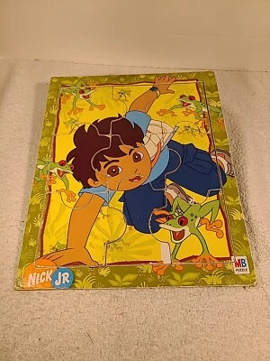 Nick Jr. Go Diego Go 2007! Rompecabezas de madera con ranas tablero de madera 9 piezas Milton Bradley Foto 1 de 4