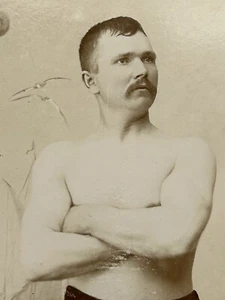 Antique Cabinet Card Handsome Man Mustache Boxer Wrestler Fighter New York City - Picture 1 of 5
