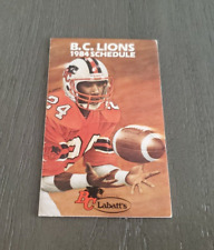 1984 CFL British Columbia Lions Pocket Schedule Labatt's