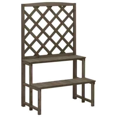 Soporte de plantas y enrejado madera de abeto Gris/Marrón 70x42x115 cm vidaXL - Imagen 1 de 2