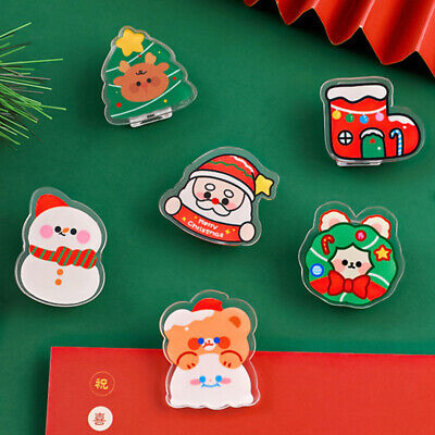 1 Pz Clip Acrilica Trasparente Natale Cartone Animato Babbo Natale Mini Carta Cl > • 1.84€