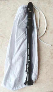 AULOS Descant Soprano Recorder 303A-E in C with Cotton Drawstring Bag Dark Brown - Picture 1 of 3