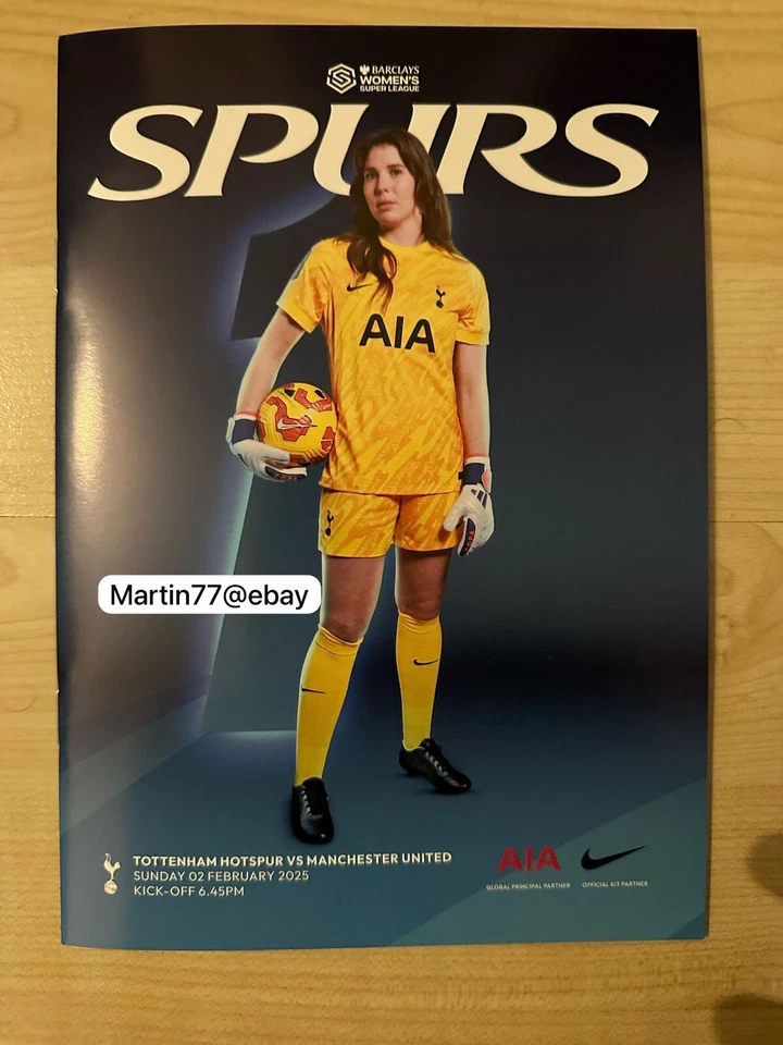 TOTTENHAM WOMEN V MAN UTD WOMEN SUN 2ND FEBRUARY 2025 WSL PROGRAMME - Image 1 of 1