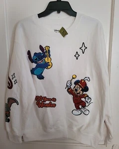 Disney 100 Years Of Wonder Sweatshirt Mickey, Stitch, Dumbo Sz Large Embroidered - Picture 1 of 15
