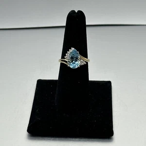 Anillo de topacio y diamantes de oro amarillo de 14 K talla 8 - Imagen 1 de 8