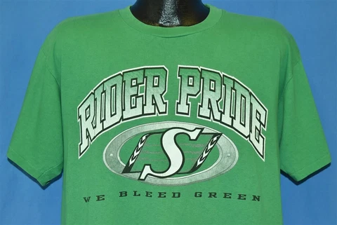 vtg 90s RIDER PRIDE BLEED GREEN SASKATCHEWAN ROUGHRIDERS CFL t-shirt FOOTBALL L Cover