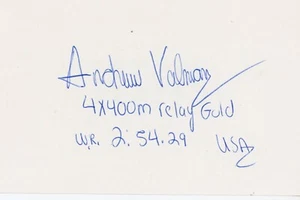 2 X Ganador de Medalla de Oro en los Juegos Olímpicos de 1988 y 1992 - Autógrafo Andrew Valmon - Imagen 1 de 1
