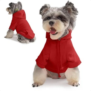 DOGESL kleiner roter Hund Hoodie Mantel Haustier Kleidung Kapuze & Taschen passt Brust 17" NEU - Bild 1 von 8