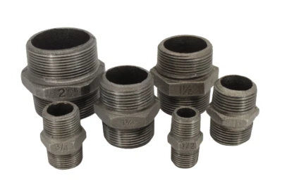 Black Malleable Iron Hex Nipple 15mm - 50mm (1/2" - 2") - Image 1 of 3