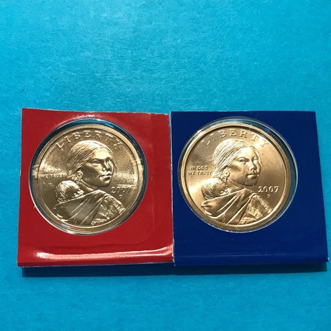 2007 P&D Sacagawea Dollar Coins Unc Cover