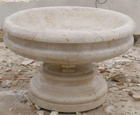 HAND CARVED TRAVERTINE MARBLE LARGE GARDEN URNS JS98 Cover