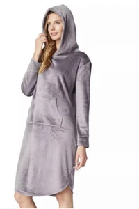 NEW 32 Degrees Heat Cozy Plush Fleece/Velour Sleep Dress Lounger Gray Size L/XL - Picture 1 of 4