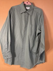 HC518. CONCEPTS by Claiborne Wrinkle Free Button Up Shirt-16.5, 34/35 army green - Picture 1 of 8