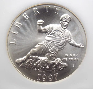 1997 "S" Commemorative *JACKIE ROBINSON* Silver Dollar $1 NGC MS69 #020 ECC&C - Picture 1 of 5