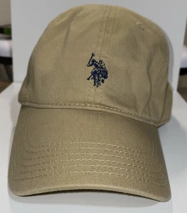 US Polo ASSN Hat Strap Back Khaki Blue USA Flag One Size Cotton Casual - Picture 1 of 10