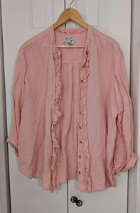 Pilcro And The Letterpress Damen Gr. XL rosa Leinenhemd Knopfleiste - Bild 1 von 4