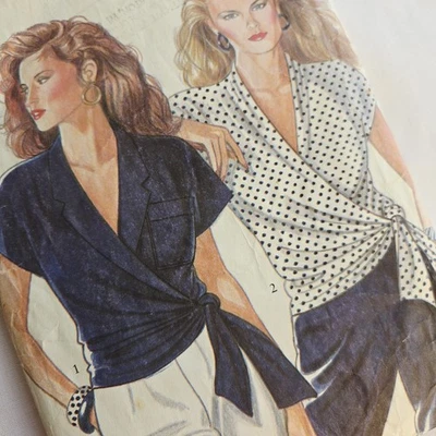 New Look 6081 Vintage 80s Wrap Shirt Pattern Bust 31.5"-40" - Image 1 of 4