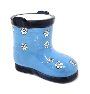 Yankee Candle Garden Boot Votive Teelicht Kerzenhalter Schmetterlinge Blume blau - Bild 1 von 3