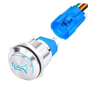  Hupenknopf Schalter 12 Volt Momenttaster Schalter 12V Lufthorn blau - Bild 1 von 7