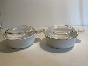 2 Corning Ware Grab It kleine weiße Auflaufformen Schüsseln mit Deckel P-150-B&C - Bild 1 von 8