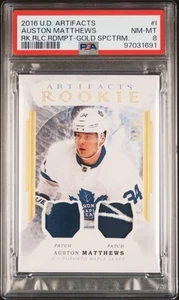 2016 Upper Deck Artifacts Gold Spectrum Relics /49 Auston Matthews #I PSA 8 RC - Picture 1 of 2
