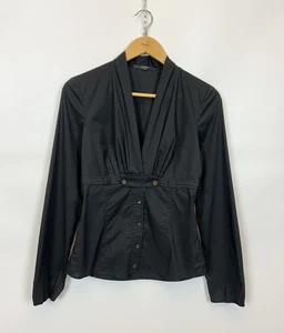Camisa de Lujo GUCCI Manga Larga Para Mujer Negra Algodón Botón Torcido Cintura Talla 40 - Imagen 1 de 10
